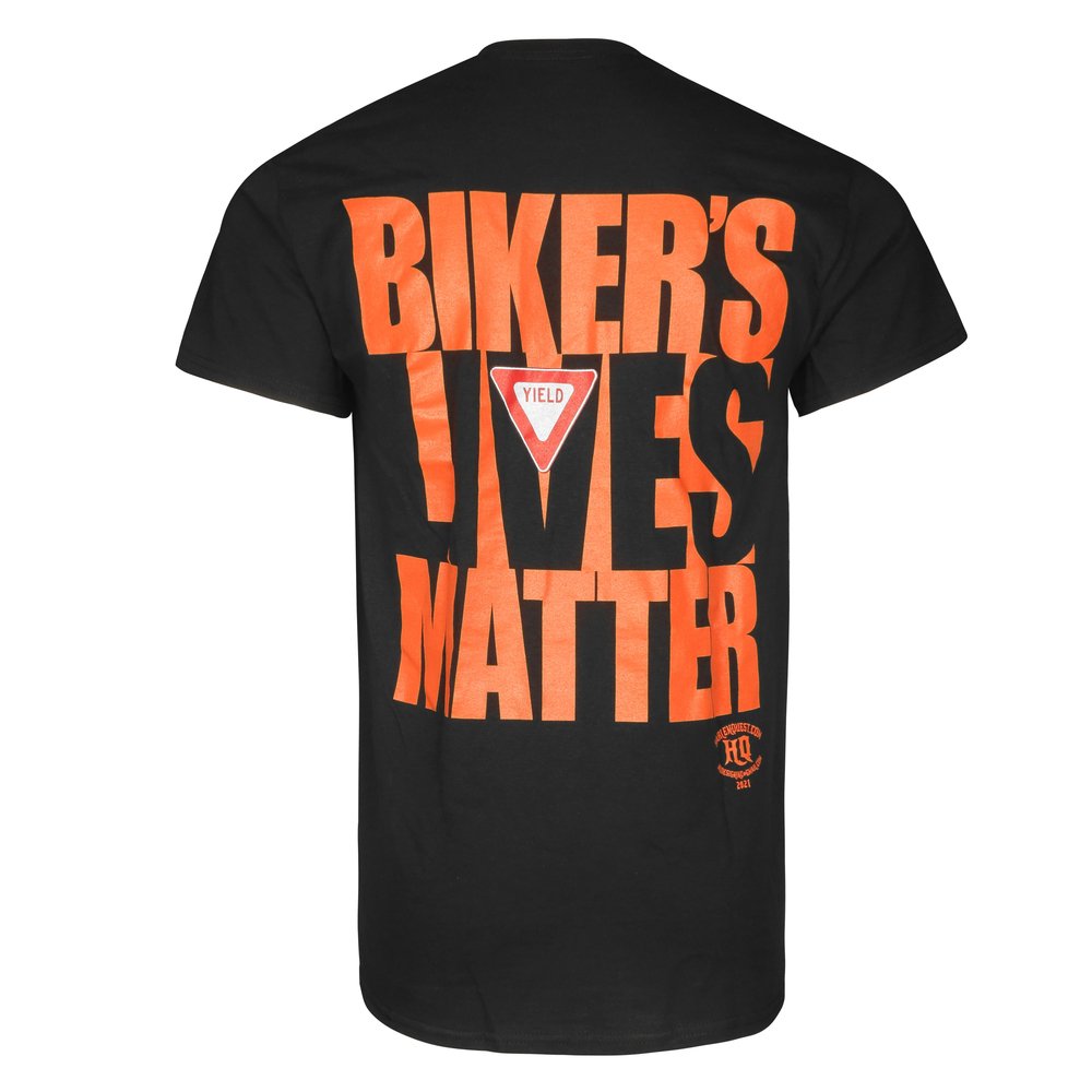 Biker's Lives Matter - Men's T-Shirt - Black With Orange - HQ101-DS