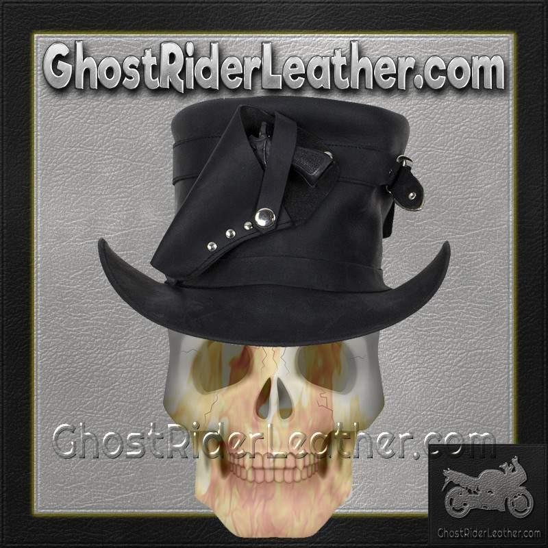 Black Leather Deadman Top Hat with Gun Holsters / SKU GRL-HAT7-11-DL
