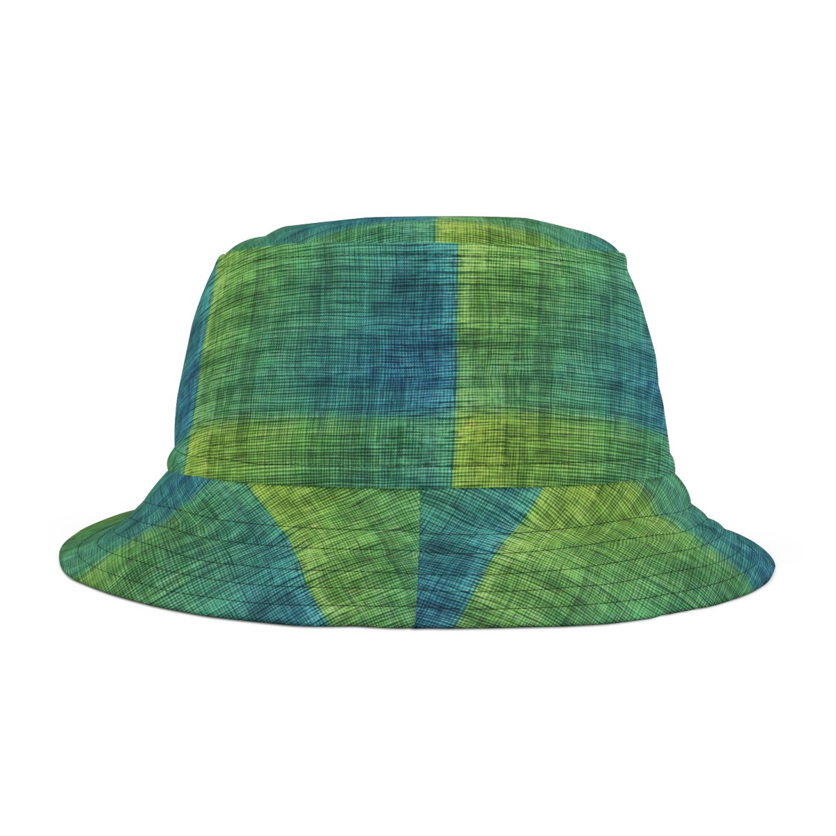 Green to Blue Gradient Burlap Patterns - Blues and Greens - Biker Bucket Hat