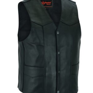 Leather Motorcycle Vest - Men's - Gun Pockets - Up To 9XL - DS110-DS