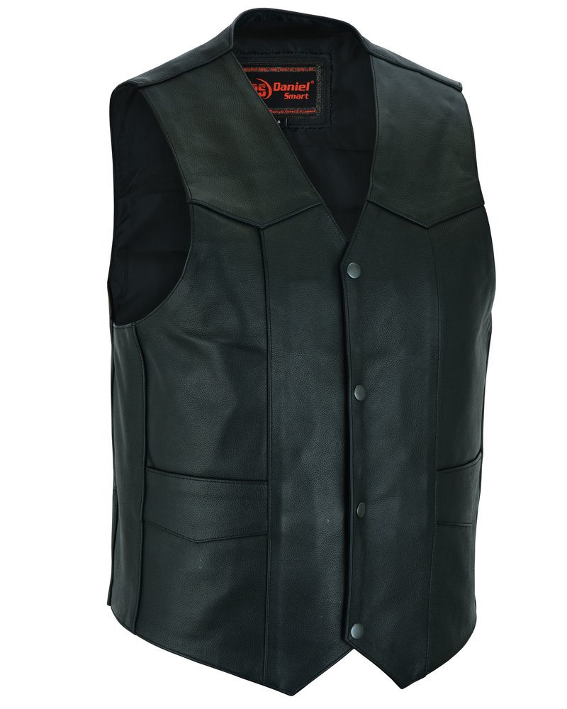 Leather Motorcycle Vest - Men's - Gun Pockets - Up To 9XL - DS110-DS