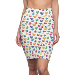 Doodle Hearts - Red Pink White - Women's Pencil Skirt (AOP)