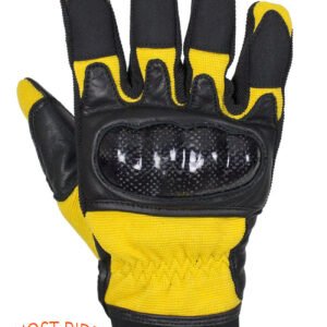 Leather Gloves - Men's - Full Finger - Knuckle Protector - Yellow - GLZ108-YELLOW-DL