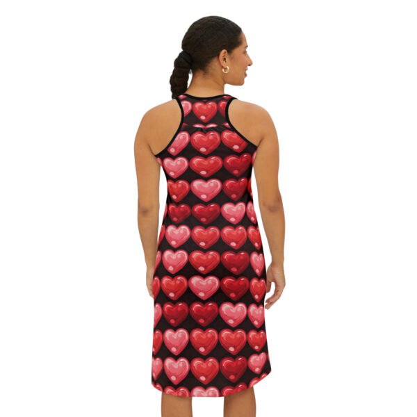 Puffy Hearts - Reds Pinks on Black - Women's Racerback Dress (AOP)