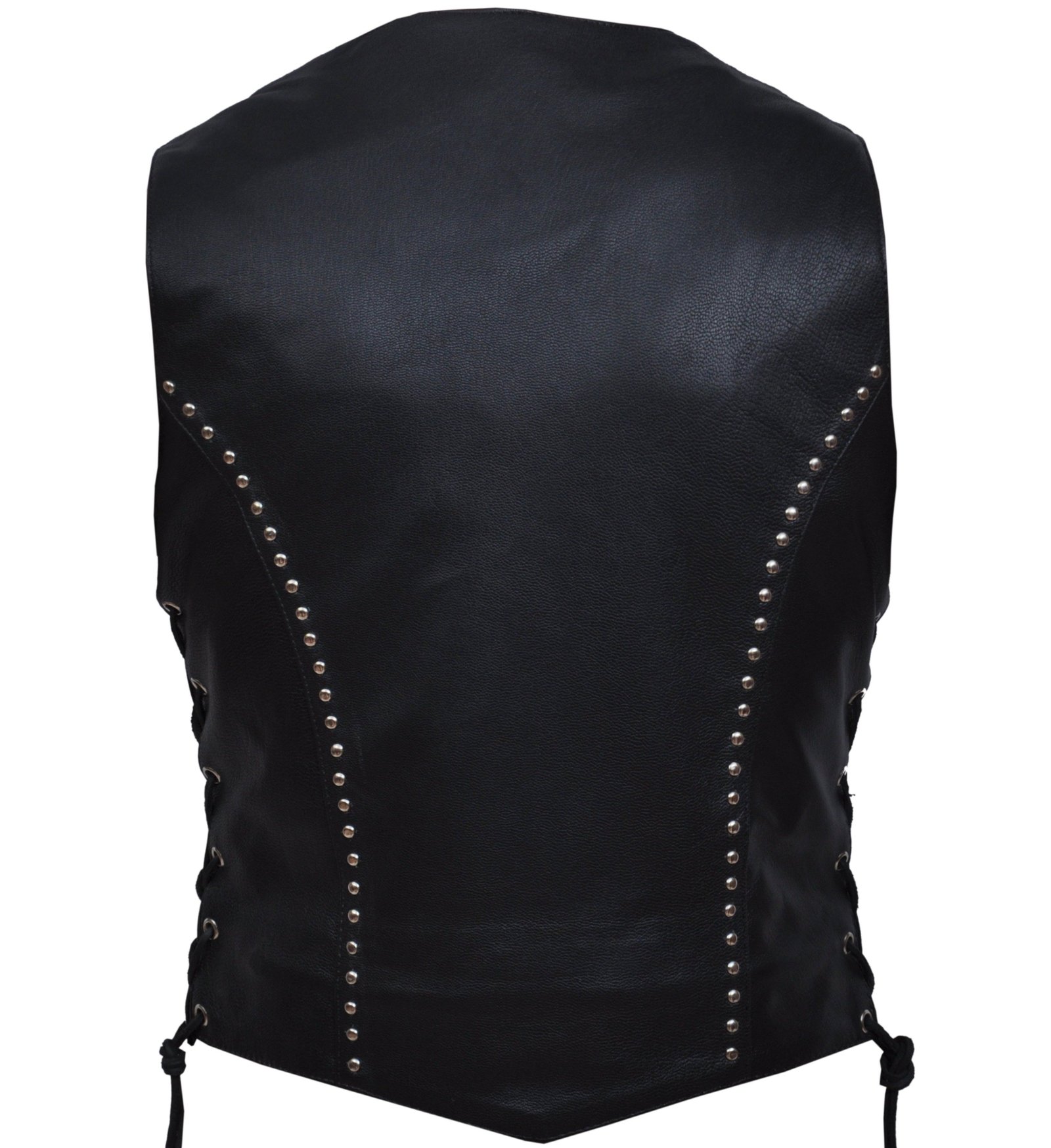 Leather Vest - Women's - Studded - Side Laces - Motorcycle - 2666-00-UN
