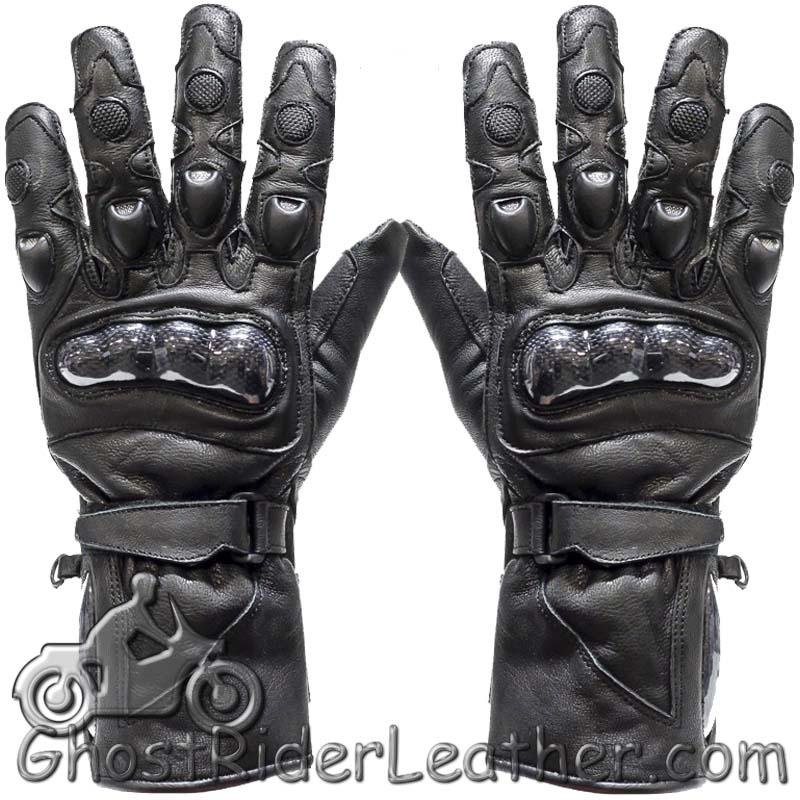 Leather Gauntlet Riding Gloves - Men's - Hard Knuckle - Riding - GLZ10-DL
