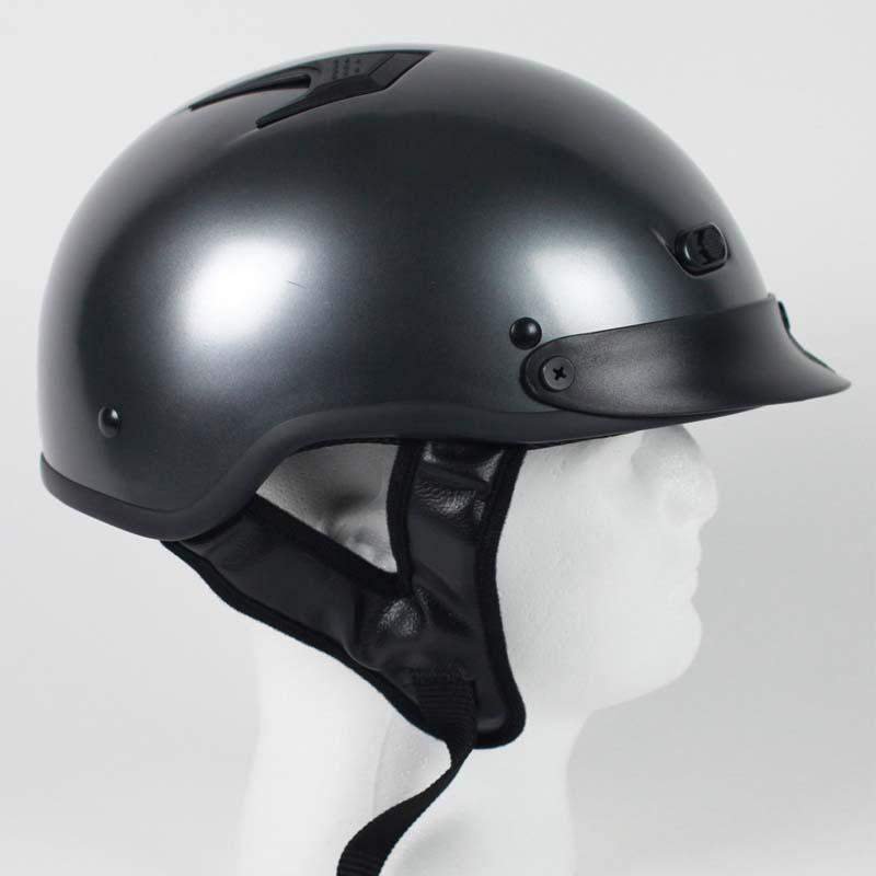 DOT Motorcycle Helmet - Gun Metal - Shorty - Half - Visor - 1GM-HI