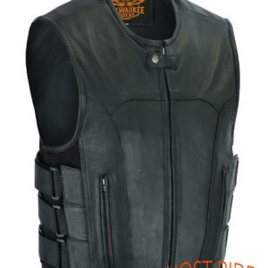 Leather Motorcycle Vest - Men's - Up To Size 5XL - Tactical - SWAT - MR-MV315-11-DL