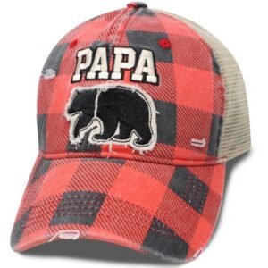 Distressed Buffalo Plaid - Ball Cap - Papa Bear - Red and Black - SHTVPP-DS