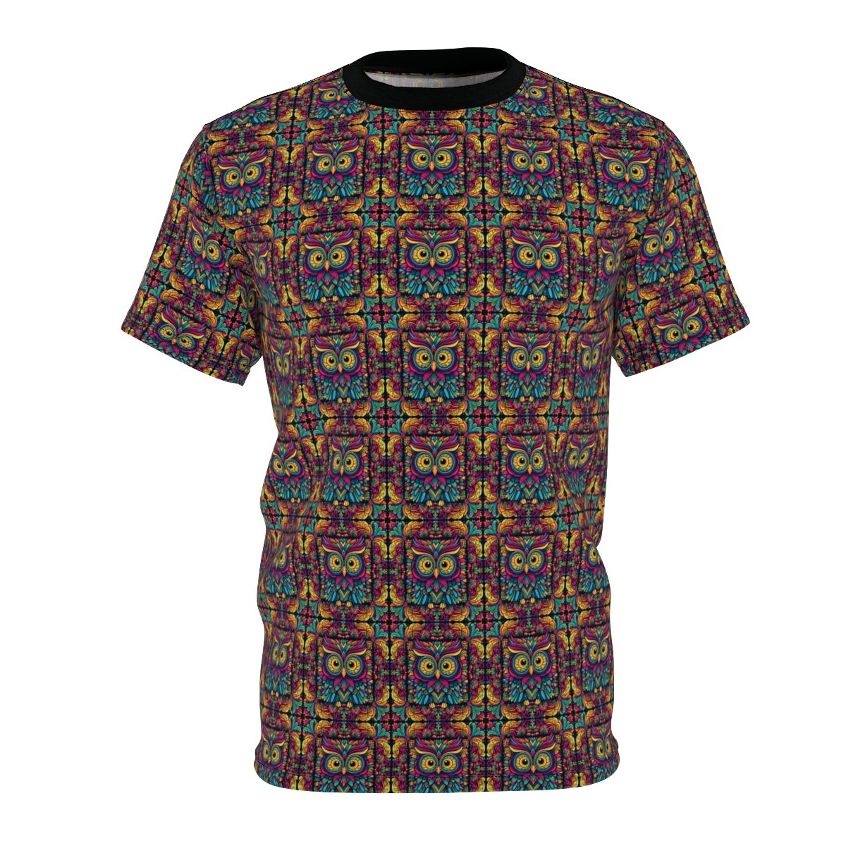 Owl Mandala - Small Print - Multi Colors - Unisex Tee - T-Shirt