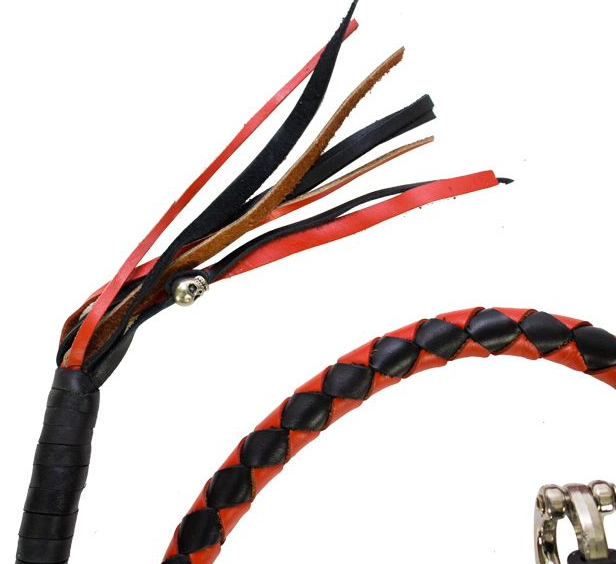 Get Back Whip in Black and Red Orange Leather - 50 Inches - GBW9-11L-DL