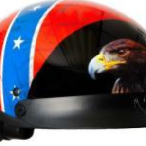 DOT Rebel Flag and Eagle Motorcycle Shorty Helmet - SKU GRL-1RF-HI
