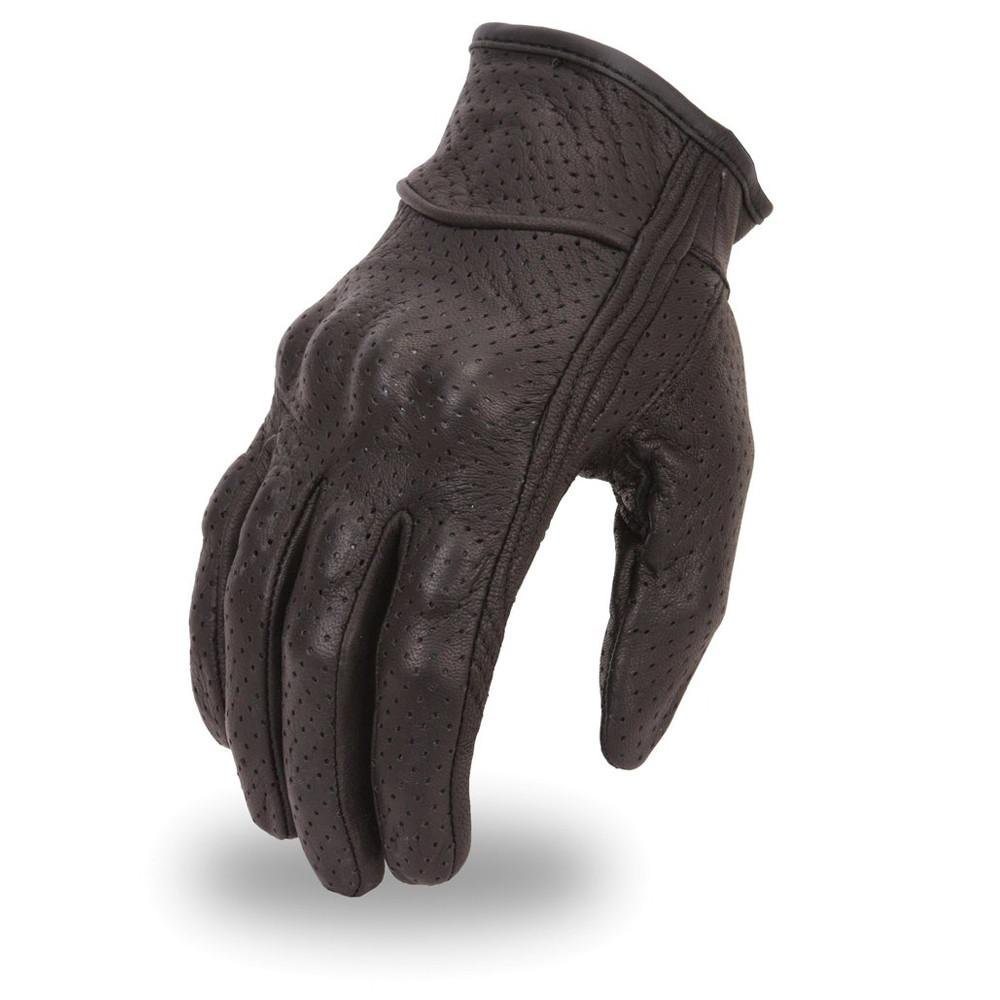 Leather Motorcycle Glove - Men's - Perforated - Rubberized Knuckles - FI134GL-FM