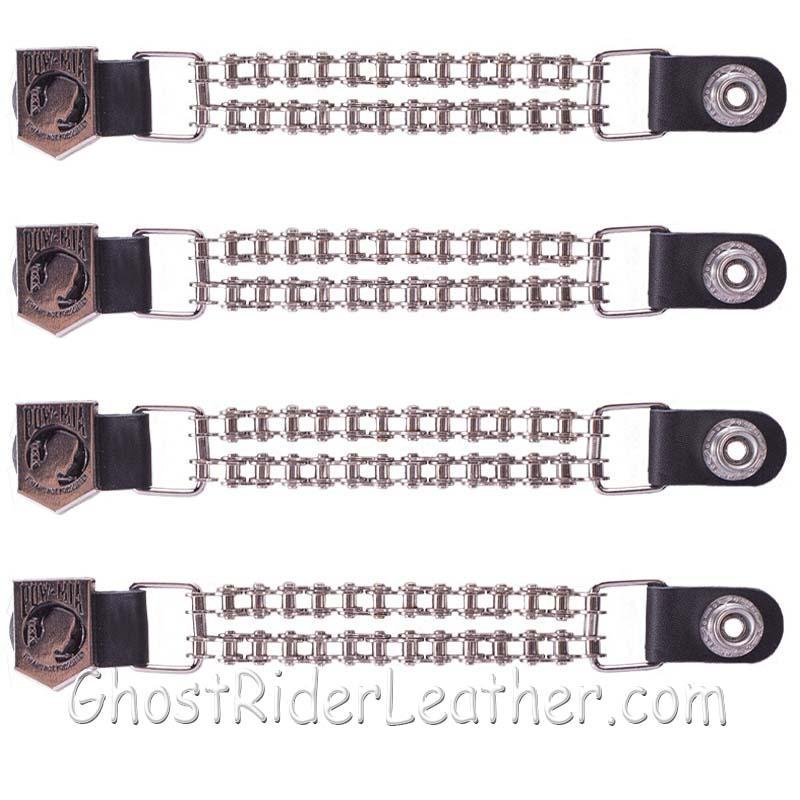 Set of Four POW MIA Vest Extenders with Chrome Motorcycle Chain - AC1065-BC-DL