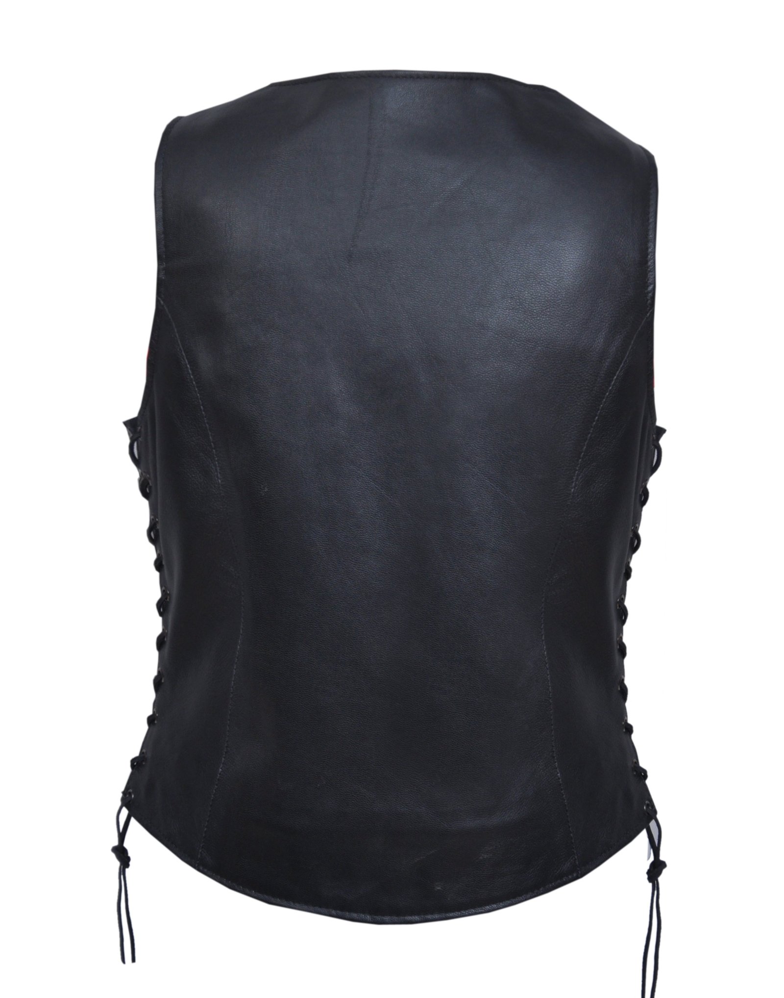 Leather Vest - Women's - Black Paisley Lining - Side Laces - 6890-00-UN