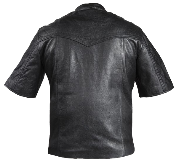 Men's Light Weight Leather Shirt with Short Sleeves - MJ822-11L-DL