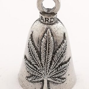 Pot Leaf - Pewter - Motorcycle Guardian Bell® - Made In USA - SKU GB-POT-LEAF-DS