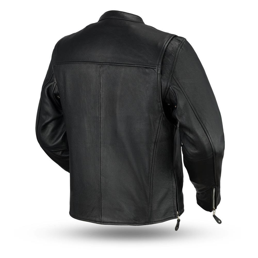 Ace - Clean Cafe Style Men's Leather Jacket - SKU FMM202FBZ-FM