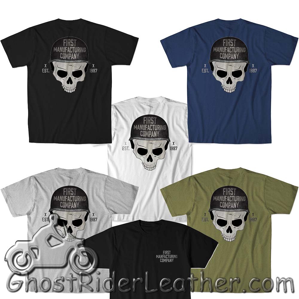 T-Shirt With Skully- Choice Of 5 Colors - T-Shirts Made For Riding - SKU FIT-006-FM
