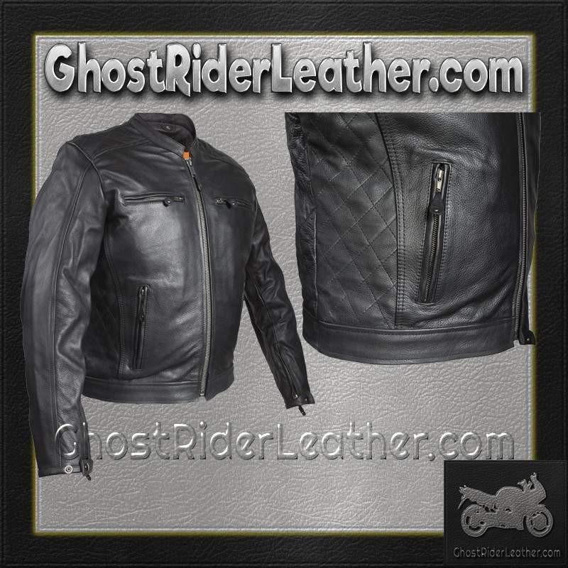 Mens Motorcycle Racer Jacket with Cool Diamond Pattern / SKU GRL-MJ821-DL