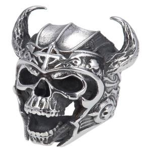 Warrior Skull Biker Ring - Stainless Steel - Biker Jewelry - Biker Ring - R144-DS