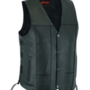 Leather Motorcycle Vest - Men's - 10 Pockets - Utility - Up To 8XL - DS100-DS