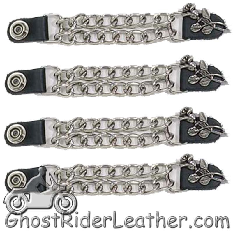 Set of Four Rose and Stem Vest Extenders with Chrome Chain - AC1070-DL