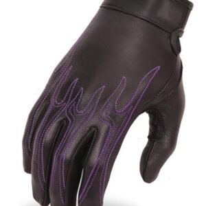 Women's Leather Flame Design Motorcycle Gloves - FI113GEL-FM