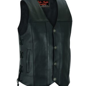 Leather Motorcycle Vest - Men's - Gun Pockets - Buffalo Nickel Snaps - Up To 8XL - DS142-DS
