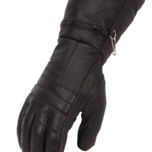 Men's Cold Weather Gauntlet Leather Motorcycle Gloves - SKU FI120GL-FM