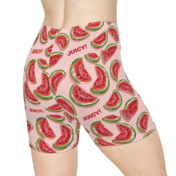 Watermelon Candy Slices - Red Green on Pink - Text Juicy - Women's Biker Shorts