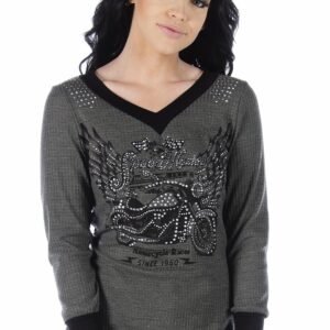 Women's Speed Master Thermal Shirt - Motorcycle Design - 7295CHAR-DS