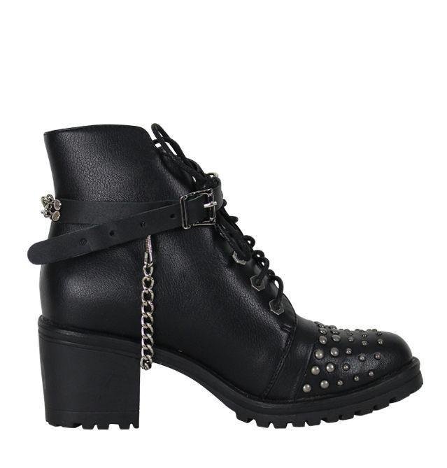 Pair of Women's Biker Boot Chains - Heart With Red Rose - BCN109-DL