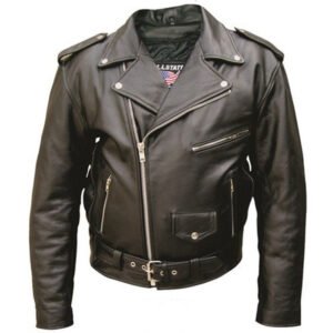 Leather Motorcycle Jacket - Men's - Tall - Up To Size 66 - Biker Jacket - AL2017-TALL-AL