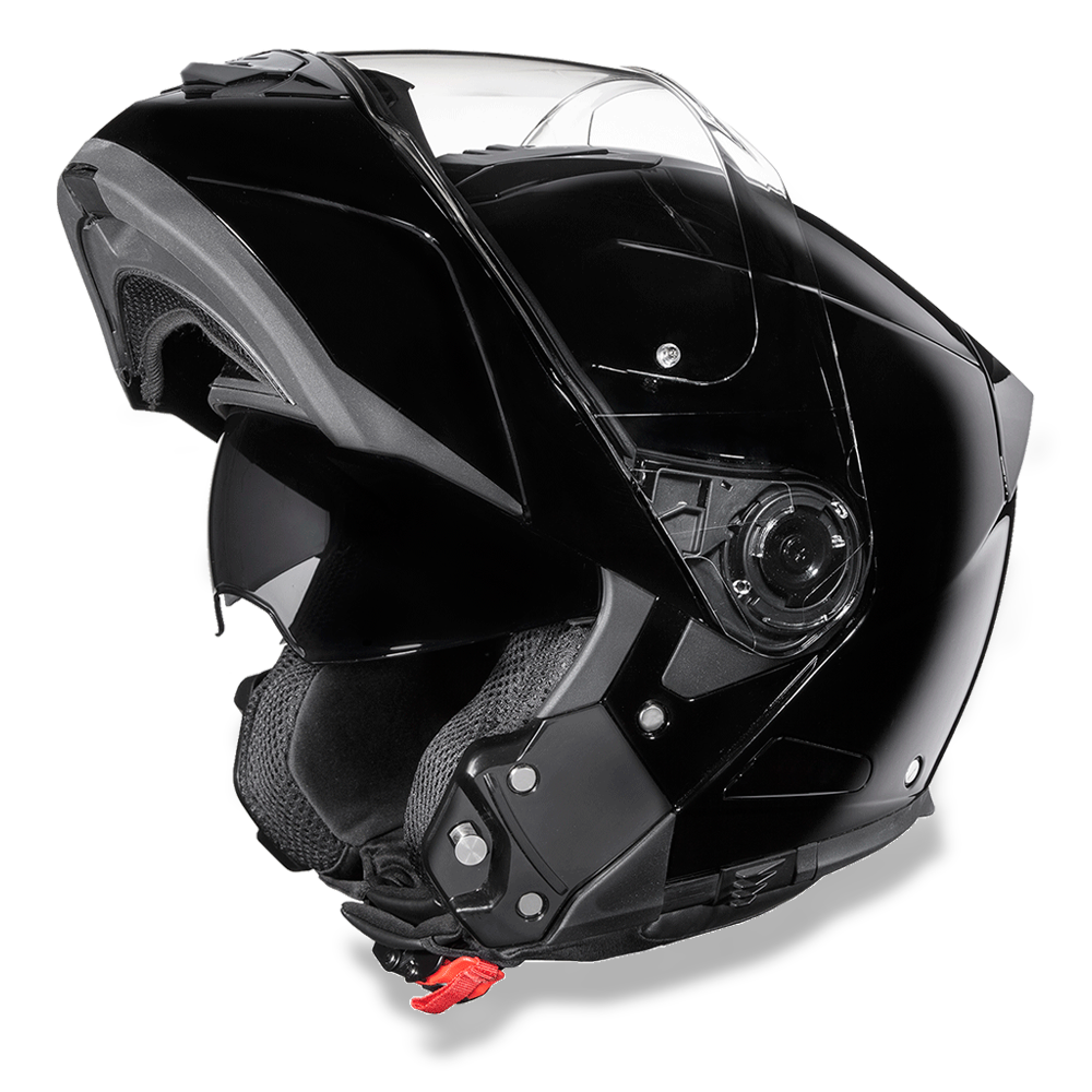 DOT Motorcycle Helmet - Modular - High Gloss Black - Full Face - MG1-A-DH