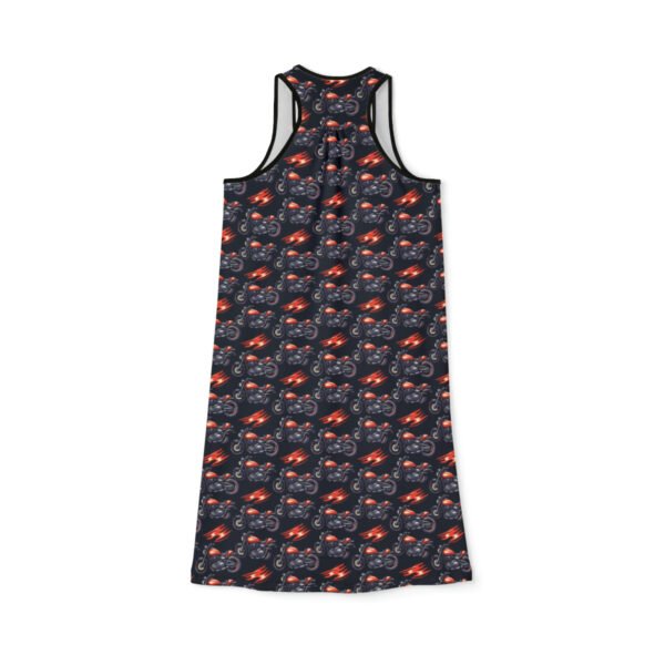 Motorcycles and Flames - Small Print - Red Orange on Black - Women's Racerback Dress (AOP)