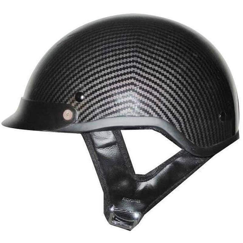 DOT Motorcycle Helmet - Faux Carbon Fiber - Shorty - Half - 1CL-HI