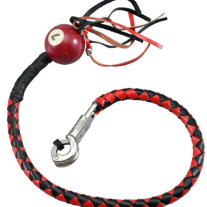 Get Back Whip - Black and Red Leather - With Pool Ball - 36 Inches - GBW6-BB-36-DL