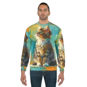 Cat Oil Painting Design - Multi-Colored - Unisex Sweatshirt (AOP)