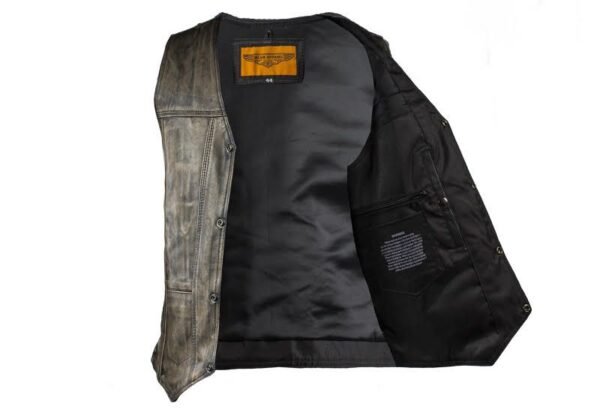 Leather Motorcycle Vest - Men's - Distressed Brown - 10 Pocket - MV310-12-DL