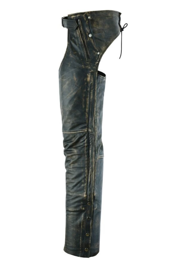 Leather Motorcycle Chaps - Men's - Up To 8XL - Distressed Brown - C4334-12N-DL