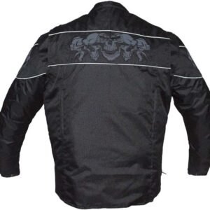 Textile Motorcycle Jacket - Reflective Skulls - Up To 64 - Concealed Carry Pockets - MJ825-CC-DL