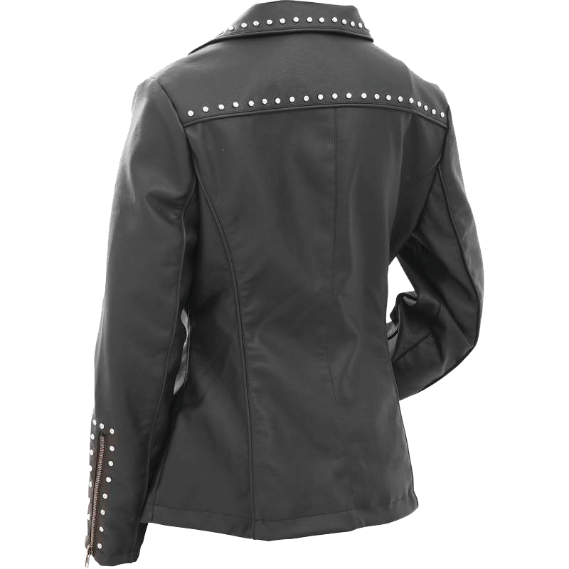 CLOSEOUT! Ladies Faux Leather Jacket with Studs - SKU GFJPS-BN