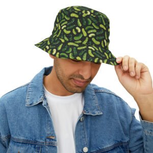 Pickle Pattern - Green on Black - Pickles Print - Biker Bucket Hat