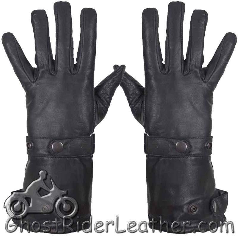 Leather Gloves - Men's - Summer Riding - Gauntlet Gloves - Premium - GL2064-11-DL