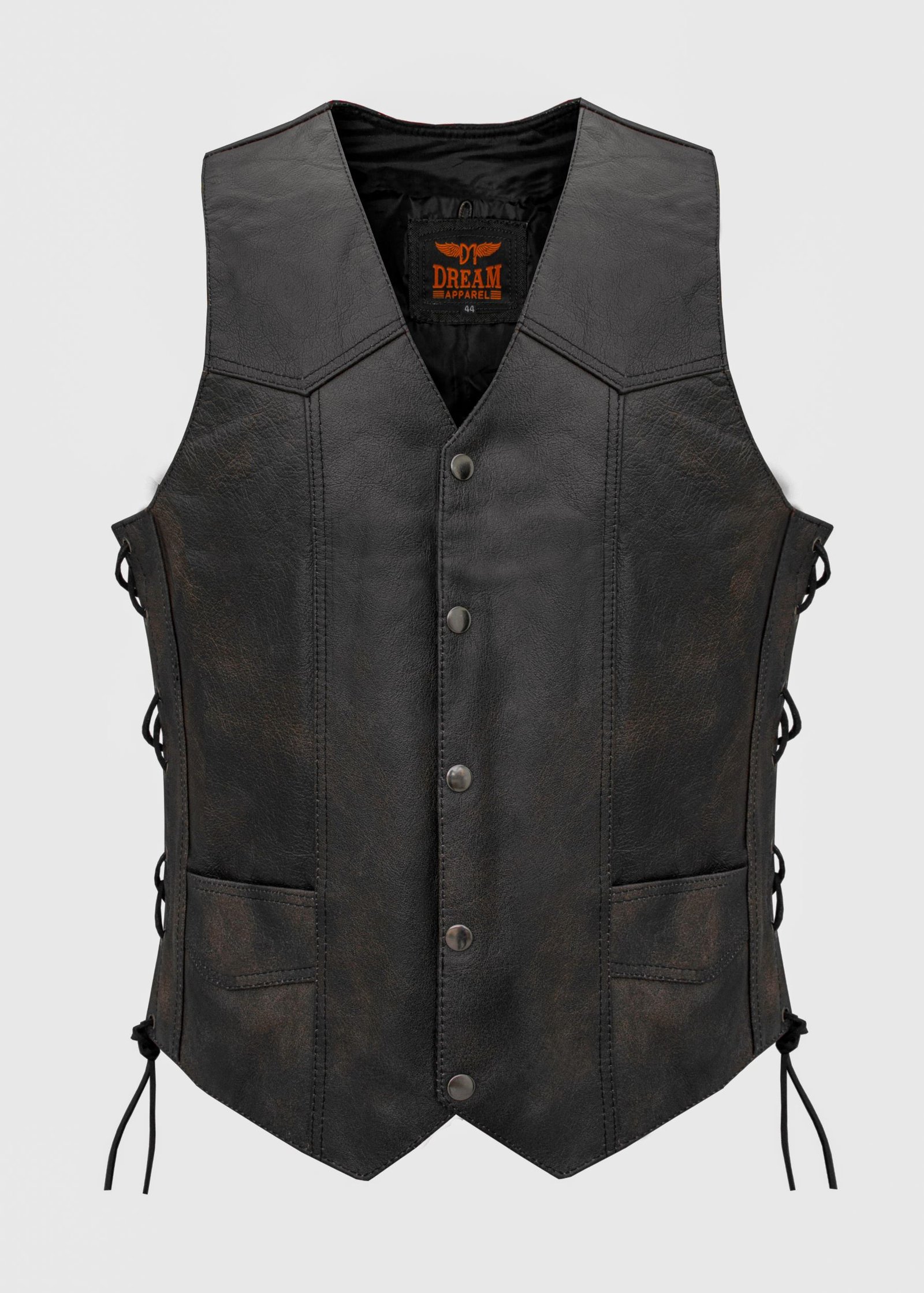 Leather Vest - Men's - Distressed Brown - Live To Ride - Eagle - Up To 60 - MV3090-12N-DL