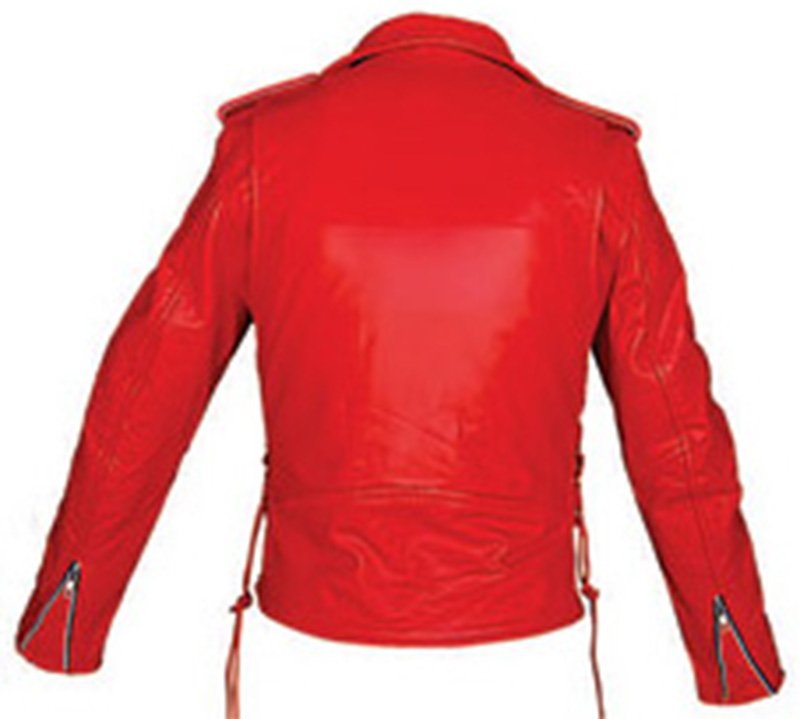 Ladies Classic Biker Red Leather Motorcycle Jacket - SKU AL2122-AL