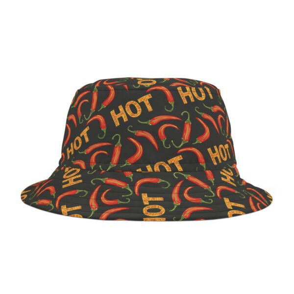 Hot Chili Peppers Pattern - Red and Yellow on Black - Biker Bucket Hat