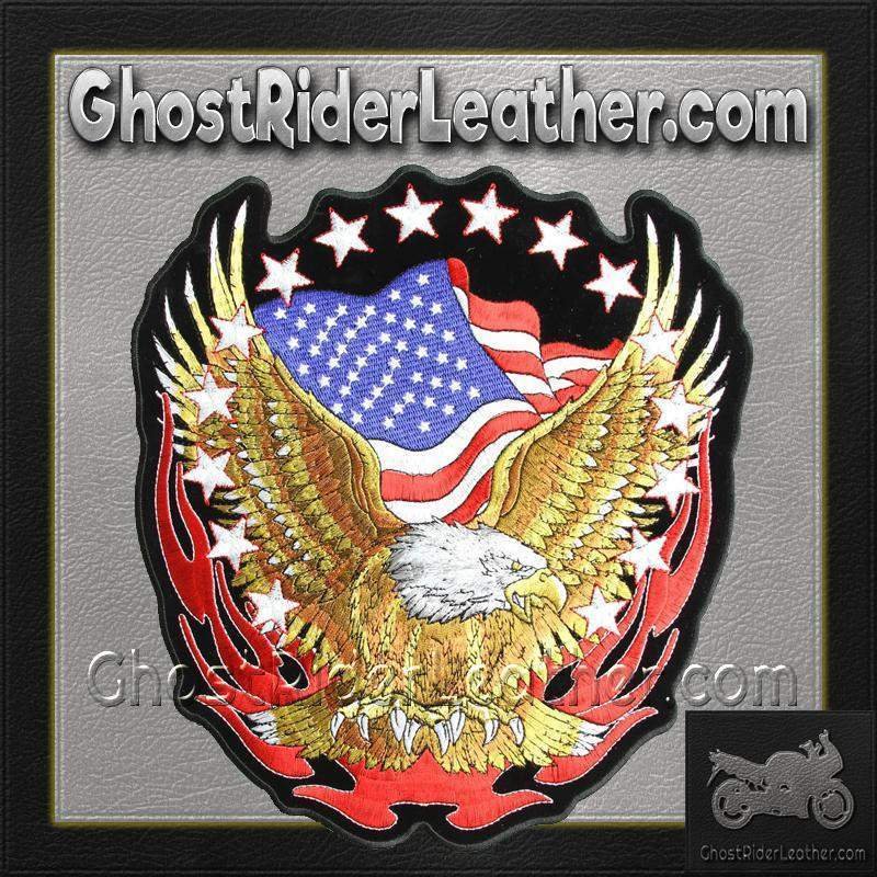 Eagle with American Flag and Stars Vest Patch - SKU GRL-PPA1427-HI