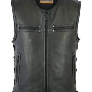 Leather Motorcycle Vest - Men's - Up To Size 6XL - Side Laces - 10 Pocket - Big and Tall - DS146-DS Size Chart